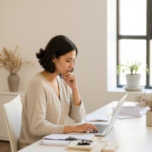 Reflective approach to digital focus and thoughtful decision-making.