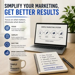 Simple marketing system showing how to simplify marketing by focusing on clarity, consistency, and sustainable growth.
