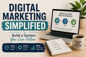 Digital marketing simplified: build a simple and sustainable marketing system that you can actually follow for long-term online business growth.